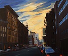 Fiery Sunset, Lafayette St by Ellen Bradshaw Oil ~ 20" x 24" | American ...