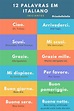 12 Palavras em Italiano - Iniciante Infográfico: pequeno dicionário de ...