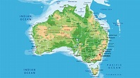 Mapa fisico de Australia