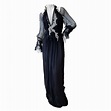 John Galliano Black Silk Cold Shoulder Evening Dress w Silver Bead ...