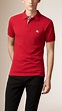 Burberry Check Placket Polo Shirt in Red for Men | Lyst