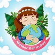 Mother Earth Day with Girl Hugging Earth Globe 1102771 Vector Art at ...