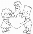 Bart Lisa Maggie los simpsons san valention para dibujar y colorear ...