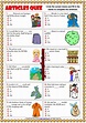 Articles ESL Printable Multiple Choice Quiz For Kids | English quiz ...