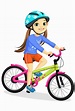 niña feliz en casco montando bicicleta 1307834 Vector en Vecteezy