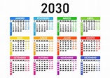 Calendário 2030 vetor – calendarios365.su