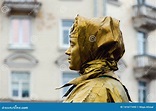 PSKOV, RUSSIA - March 10, 2019: Living Statue Young Woman Painted in ...