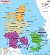 Dänemark Politische Karte (91,4 cm W x 101,3 cm H) : Amazon.de ...