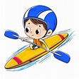 Niño montando en una canoa con un casco - Vector - Dibustock ...