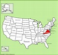 Virginia location on the U.S. Map - Ontheworldmap.com