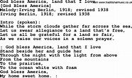 Old American Song - Lyrics for: God Bless America, Land That I Love ...