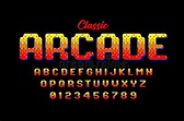 Retro style arcade games font. 80s video game alphabet letters and ...