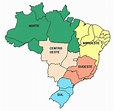 Mapa de regiones de Brasil | Brasil | América del Sur | Mapas del Mundo