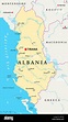 Albania Political Map with capital Tirana, national borders Stock Photo ...
