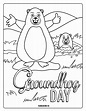 4 adorable Groundhog Day coloring pages for kids