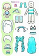 the paper doll is made to look like it has many different hair styles ...