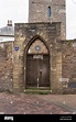 King Henry VIII Grammar School gate in the town of Abergavenny, Wales ...