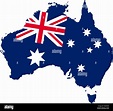 Bandera y mapa de Australia, geográfica ilustración vectorial, icono ...