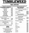 Tumbleweed Grill & Bar | Menu