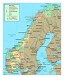 Mapa político y administrativo de Noruega con carreteras y ciudades ...