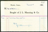 J L Manning Mystic CT invoice barrel of flour 1912