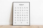 Black and White Czech Alphabet Chart Print This modern language chart ...