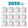 Plantilla de calendario 2030 con semanas de inicio el lunes 2024