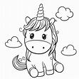 Cartoon unicorn outlined for coloring book isolated on a white ...