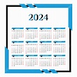 Calendario Anual 2024 Con Estilo único Azul Cielo Y Negro Vector PNG ...