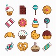 Sweets candy cakes icons set, cartoon style | GameDev Market