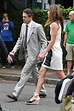 Hugh Grant and mum of his third child Anna Eberstein attend Wimbledon ...