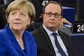 François Hollande and Angela Merkel in historic joint plenary appearance