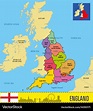 Political map england with regions Royalty Free Vector Image