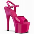 Fuchsia roze hakken met plateau en naaldhak | Pleaser