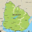 Grande mapa físico de Uruguay con principales ciudades | Uruguay ...