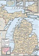 State Map of Michigan state with the counties and the county seats