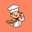 lindo chef con ilustración de icono de vector de dibujos animados de ...