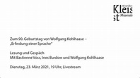 Zum 90. Geburtstag von Wolfgang Kohlhaase – „Erfindung einer Sprache ...