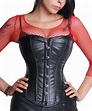 Overbust Corset Black Genuine Leather Gothic F8809 | buy online ...