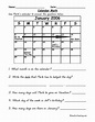 Calendar Worksheet For Grade 2 Pdf