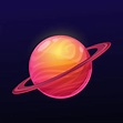 Planeta espacial brillante rojo con anillo largo | Vector Premium