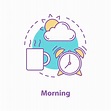Morning concept icon. Getting up idea thin line illustration. Start of ...