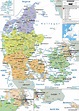 Large political and administrative map of Denmark with roads, cities ...