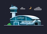 edificio del aeropuerto en concepto de noche en vector de ilustración ...