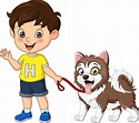 niño de dibujos animados con su perro 5112881 Vector en Vecteezy
