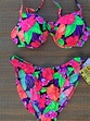 1990's Vintage Miami Bikini W/ Shorts Neon Flower Large | Etsy ...
