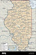 Mapa político de Illinois Fotografía de stock - Alamy