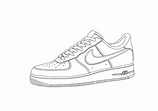 Nike Air Force 1 Monochrome Illustration, Line Drawing, Fashion ...
