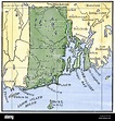Map of Rhode Island showing the disputed colonial boundaries 1660s ...