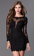 Long-Sleeve Lace Short Prom Dress - PromGirl